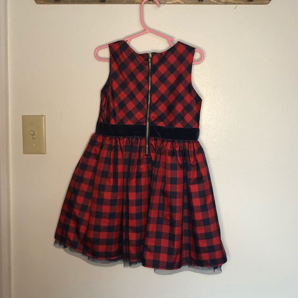Navy and red checked holiday dress Cat and Jack sz 5t - Picture 2 of 3